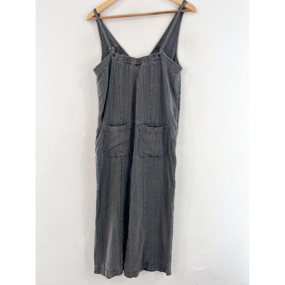 Pilcro Anthropologie Gray Linen Blend Deep V Overall Jumpsuit Small Petite Beach - Picture 4 of 6